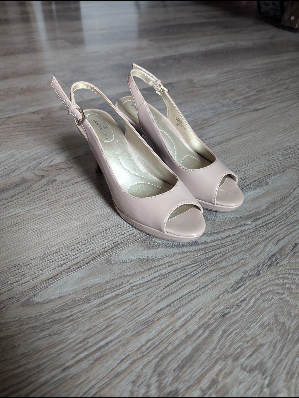 Women's Peep-Toe Slingback Heels in Nude
